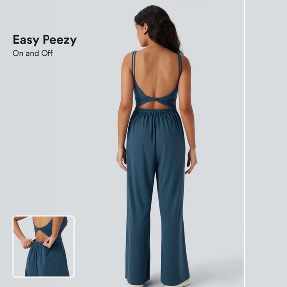 NWT Halara SoftlyZero Airy Double Straps Cool Touch Jumpsuit-Easy Peezy Edition - Picture 2 of 13